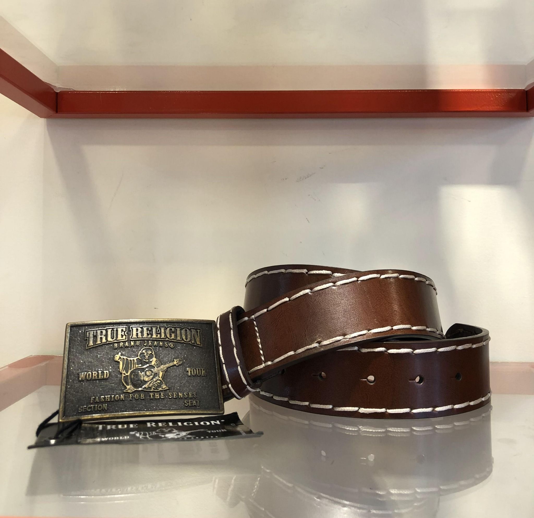 Dây Nịt True Religion Nâu Mặt Hình Chữ Nhật - New - TR300895