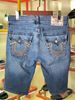 Quần Short Jean Xanh Chỉ Vàng True Religion - Si - Q789