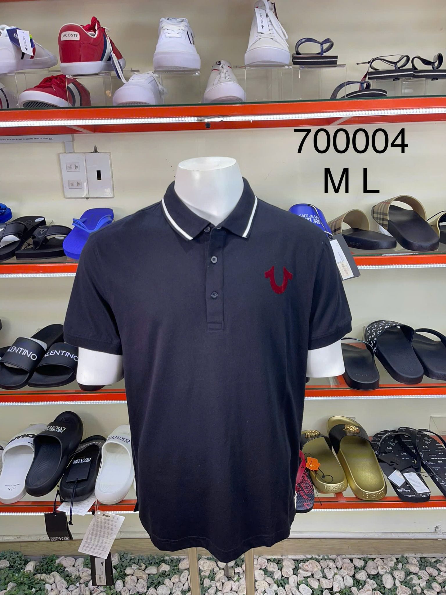 Áo Polo True Religion Đen Cổ Viền Trắng - New - 700004