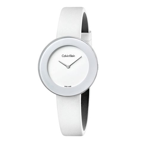 Chic White Dial White Leather Ladies Watch K7N23TK2