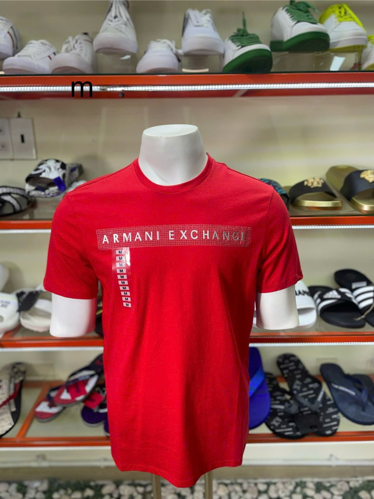 Áo Thun Cổ Tròn A/X Armani Exchange Đỏ Đính Đá - New - 7VZTTG ZJ2MZ - TB03