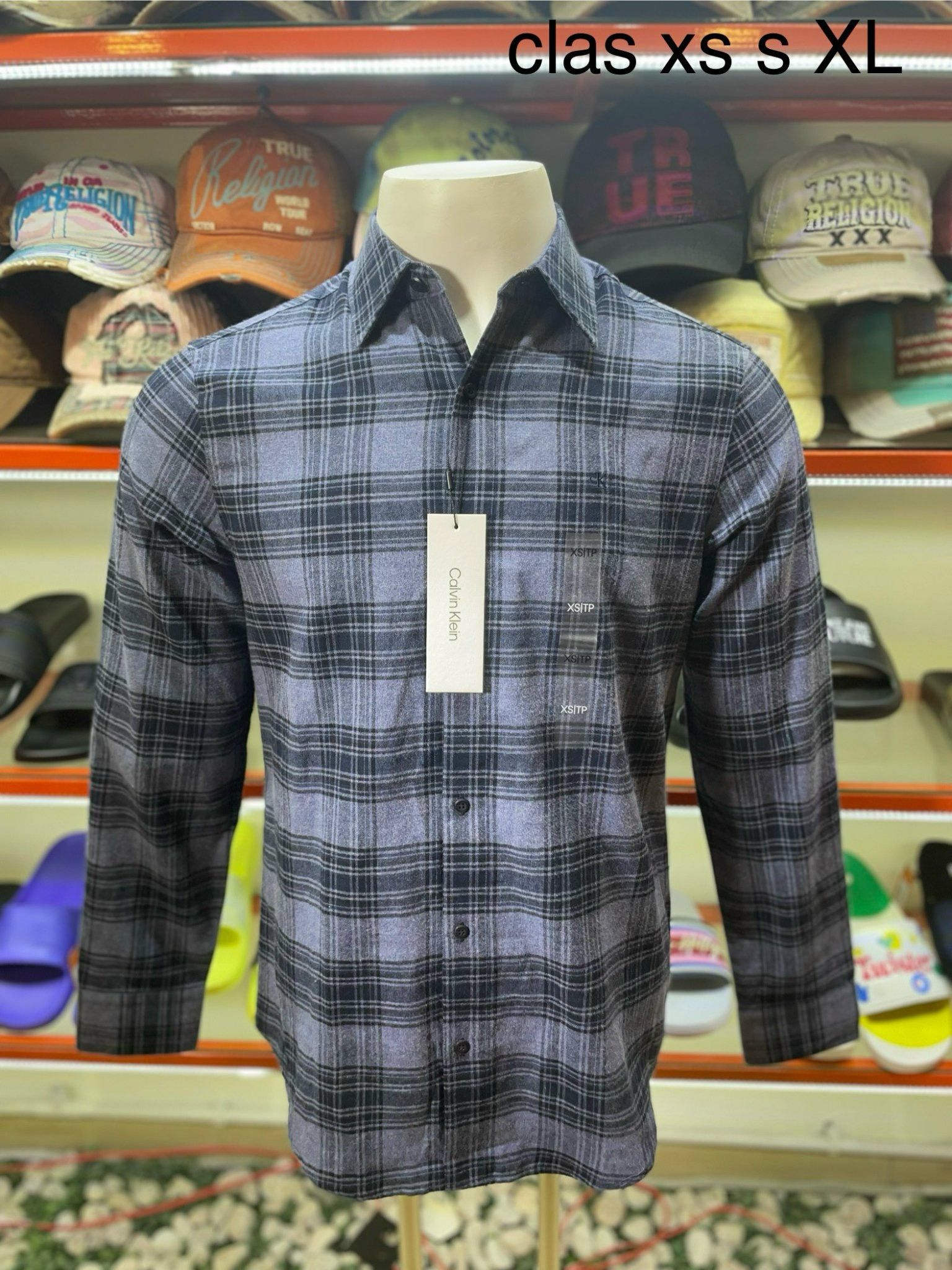 Áo Sơ Mi Tay Dài CK Calvin Klein Xanh Dương Kẻ Sọc - New - SP40590415