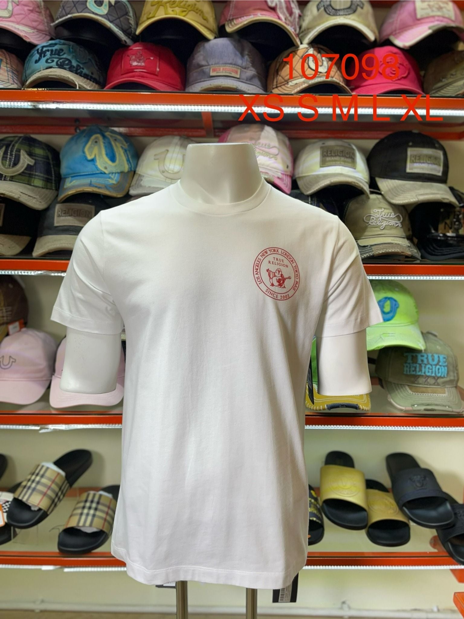 Áo Thun True Religion Trắng Logo Tròn Đỏ - New - 107098 - PB04