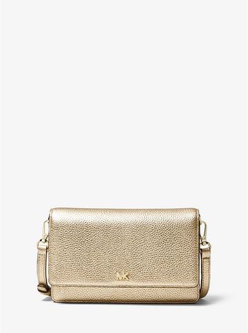 Metallic Pebbled Leather Convertible Crossbody Bag 32H9GOXC1M