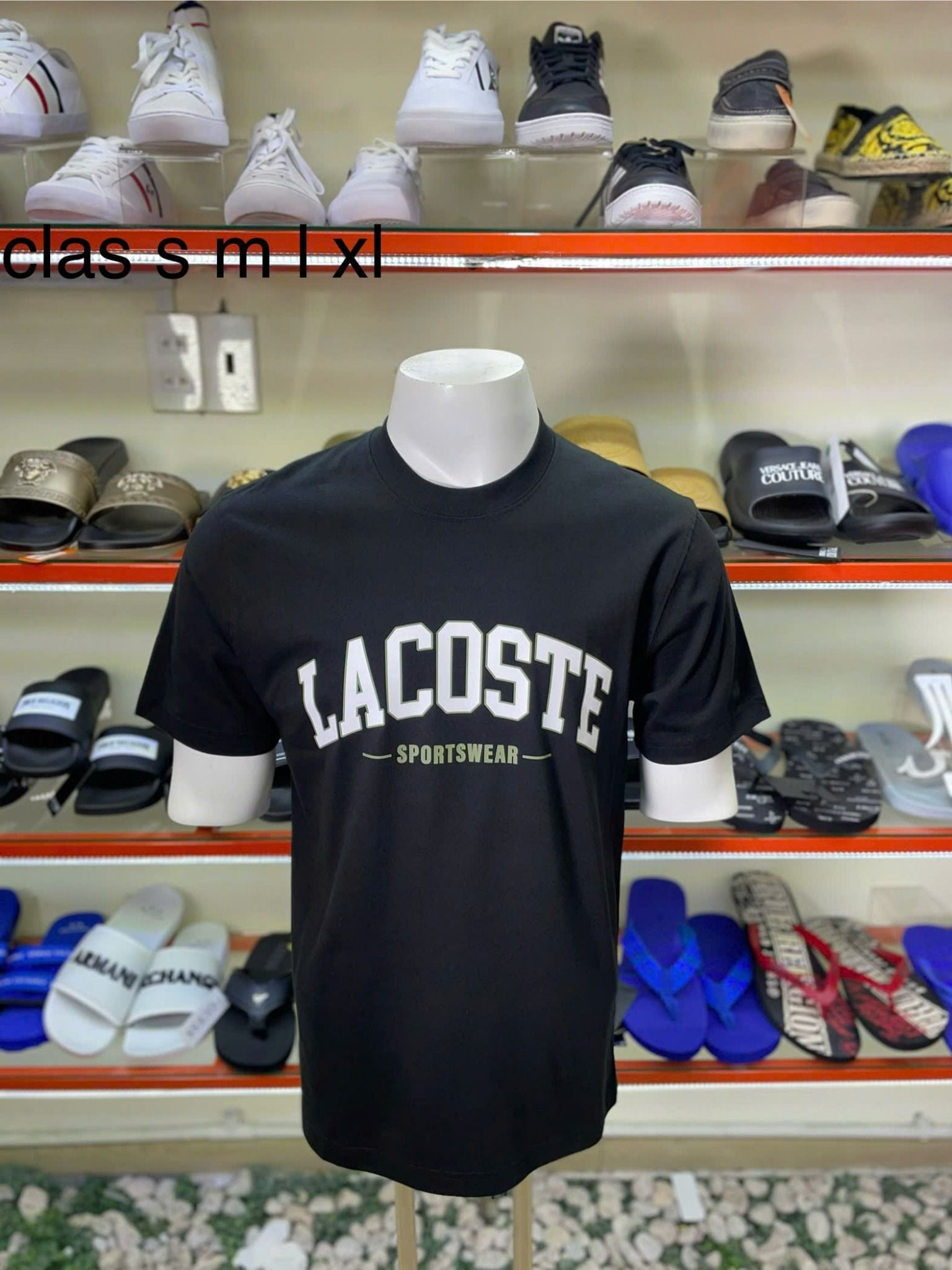 Áo Thun Lacoste Đen Chữ Trắng Sportswear - New - TH6565 51 031