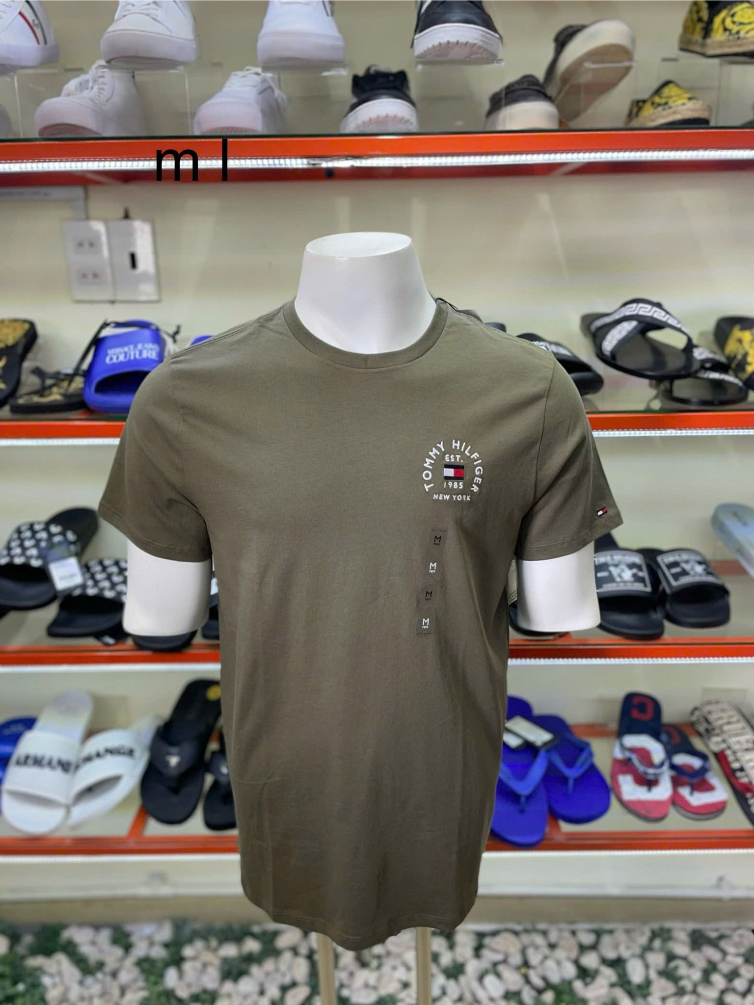 Áo Thun Tommy Hilfiger Xanh Rêu Tròn EST.1985 - New - 78JB669 701 RBN - GD04