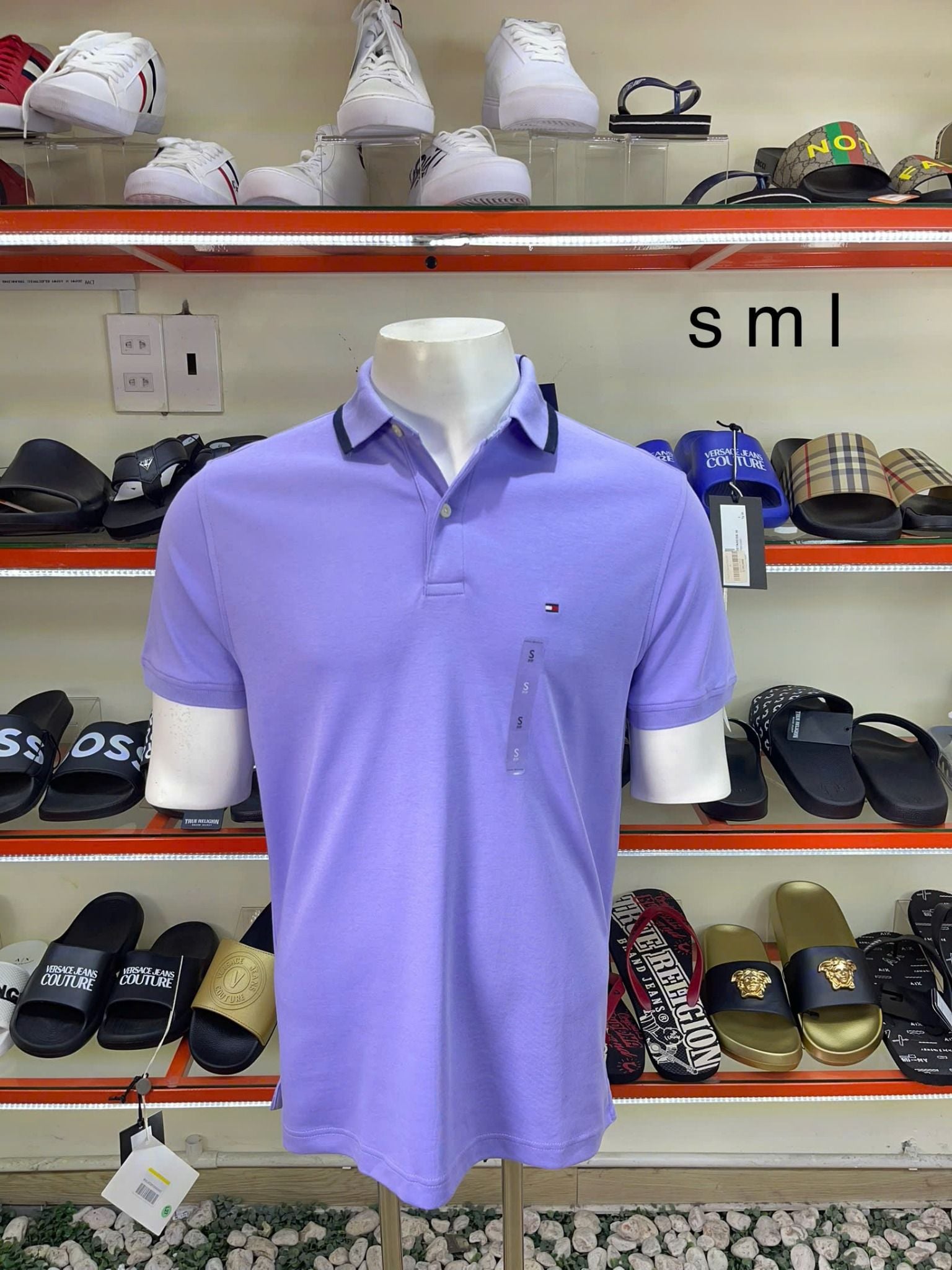 Áo Polo Tommy Hilfiger Tím Cổ Viền Xanh - New - XM03530 500 VXN - TA02