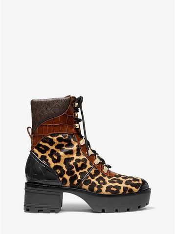 Khloe Mixed-Media Combat Boot 40F9KLFE6H