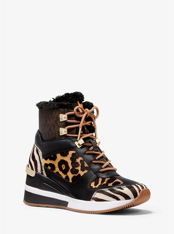 Liv Animal-Print Calf Hair and Logo High-Top Trainer 43F9LVFE1H