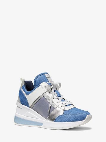 Georgie Denim And Leather Trainer 43S0GEFP4D