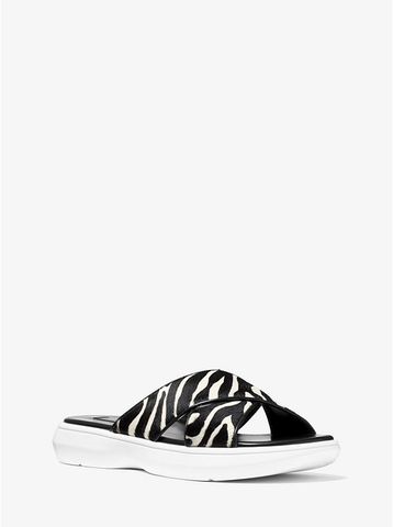 Daphne Zebra Calf Hair Slide Sandal 46T8DAFA1H