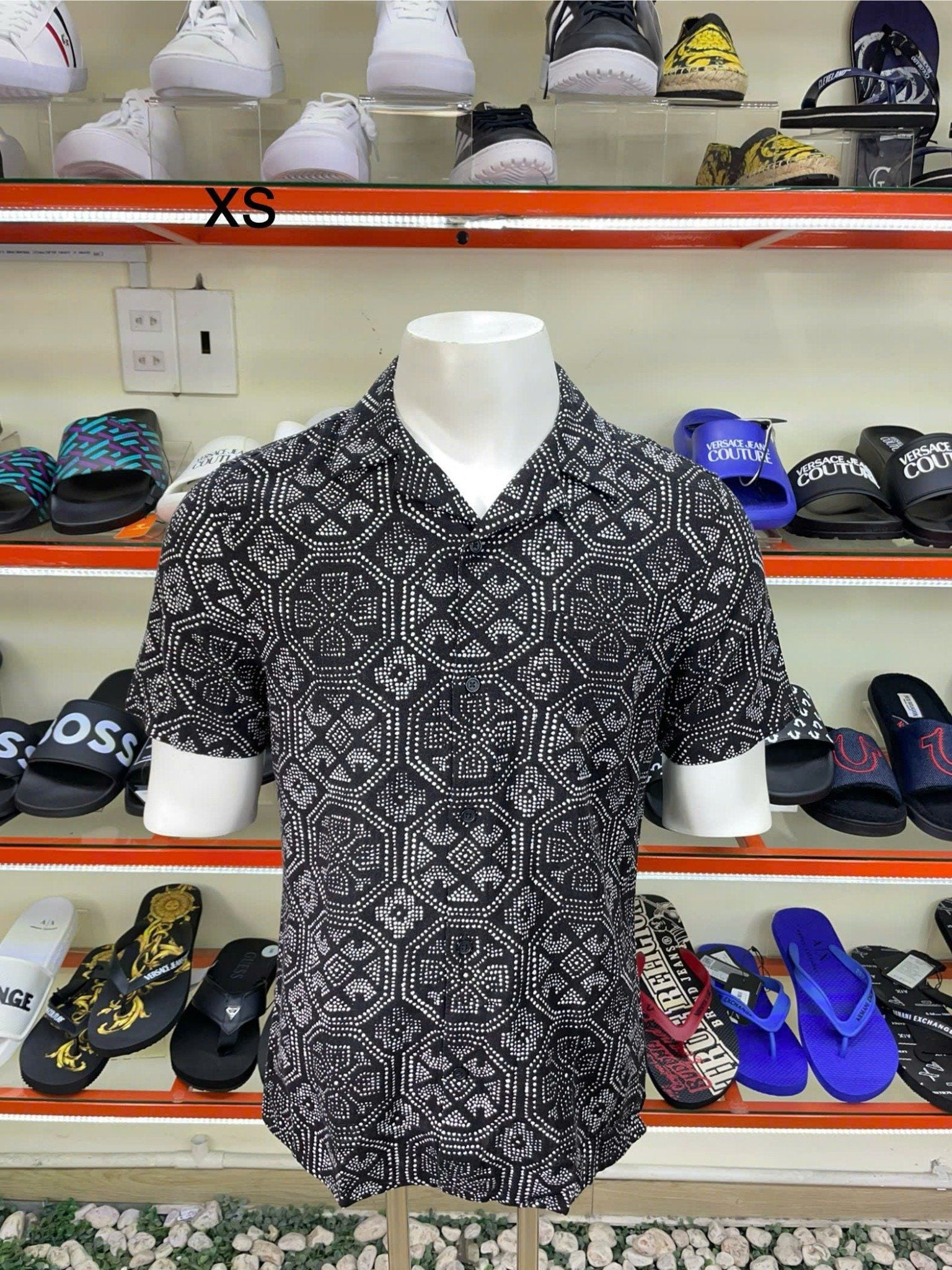 Áo Sơ Mi Tay Ngắn Express Đen Chấm Trắng - New - 01690211 - TD01