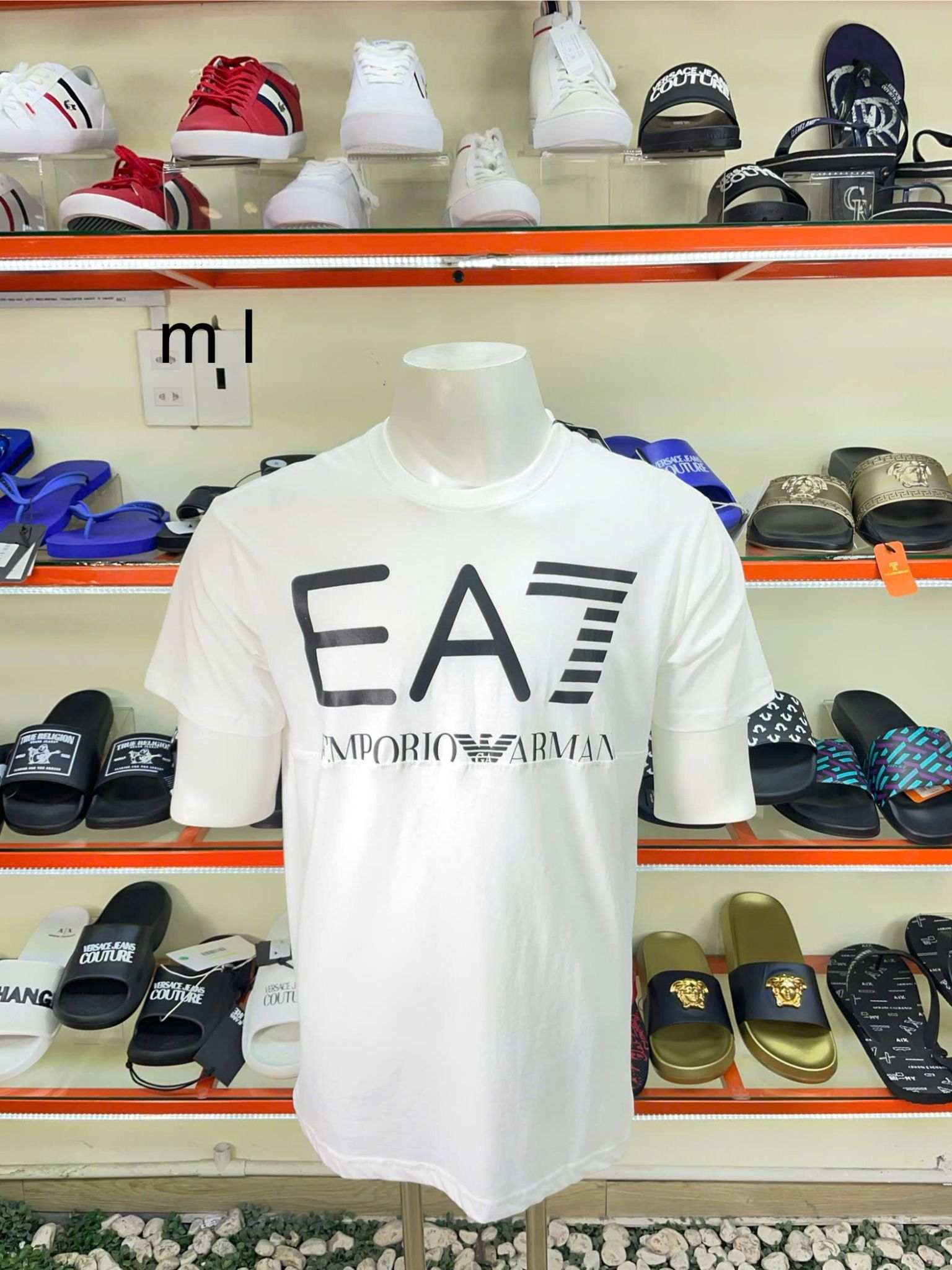 Áo Thun EA7 Emporio Armani Trắng Chữ Đen - New - 6KPT23 PJ6EZ - PA02