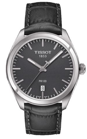 PR100 Grey Dial Grey Leather Men's Watch T1014101644100