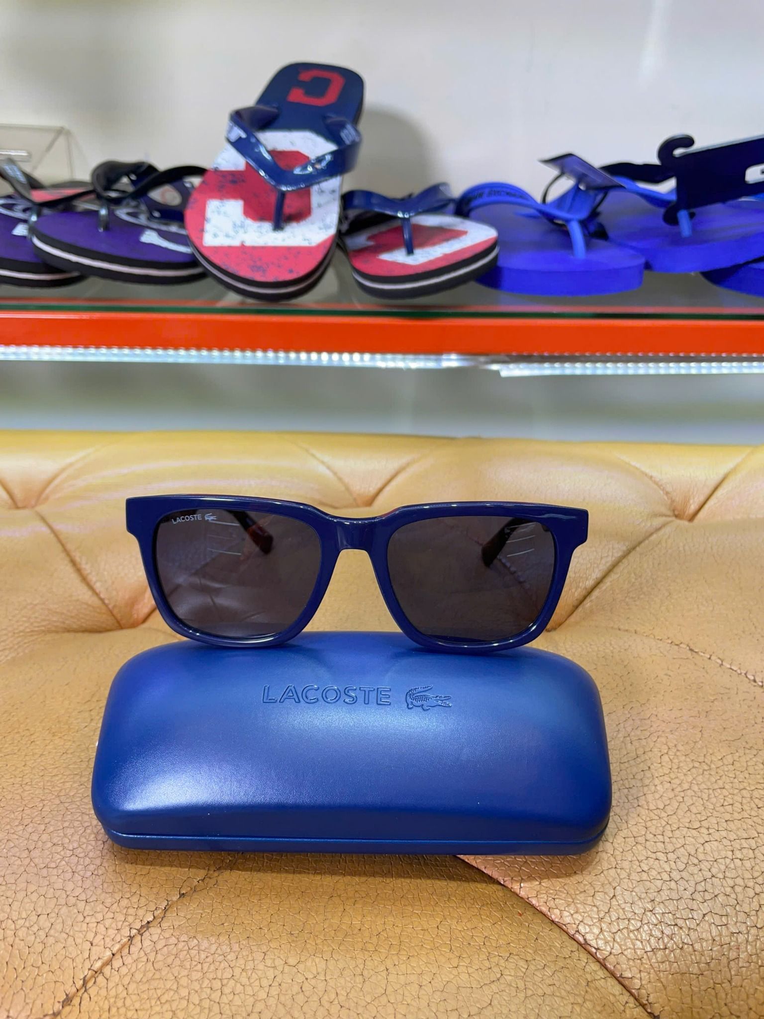 Mắt Kính Lacoste Gọng Xanh Nâu Tròng Xanh Dương - New - MKLCT6