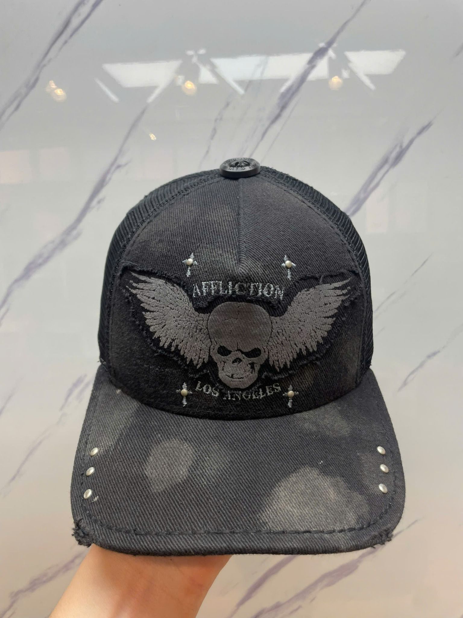 Nón Lướii Affliction Đen Đầu Lâu Đôi Cánh - New Không Tag - N364