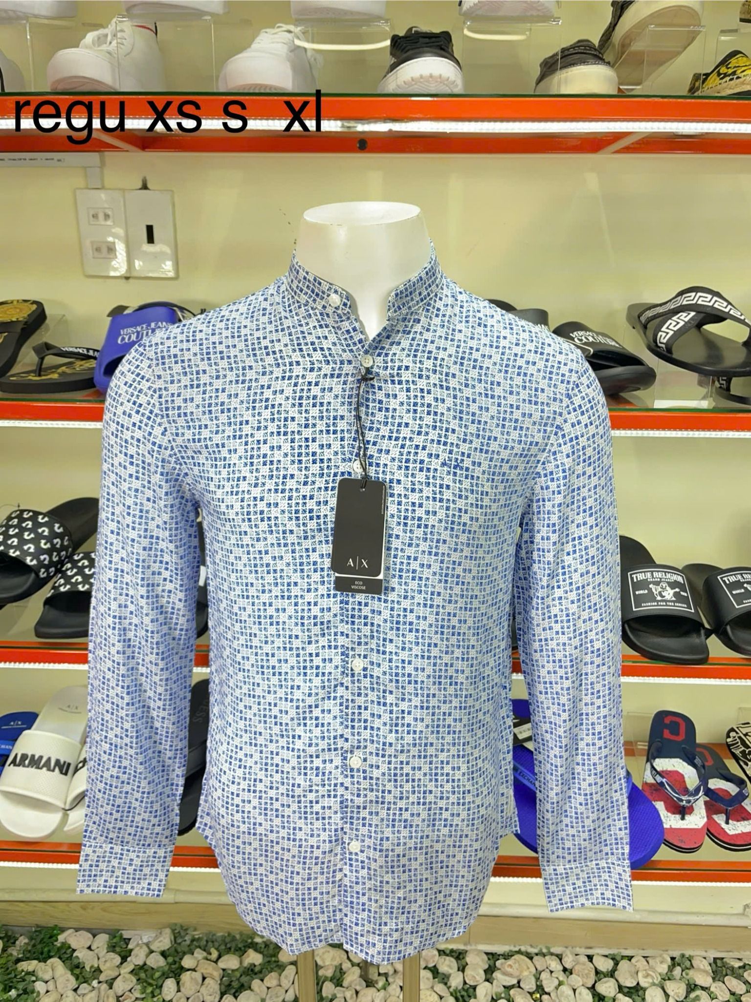 Áo Sơ Mi Tay Dài A/X Armani Exchange Xanh Biển Kẻ Caro - New - 3RZC49 ZNRNZ - PA03