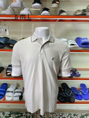 Áo Polo Nautica Kem Cổ Viền Trắng Xanh - New - K4737T - PC01