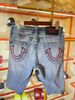 Quần Short Jean Xanh Chỉ Đỏ True Religion - Si - 102759