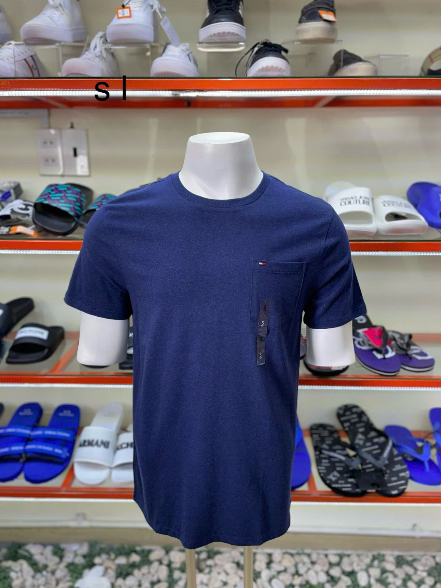 Áo Thun Tommy Hilfiger Xanh Navy Có Túi - New - 78JA557 411 DUX - TB02