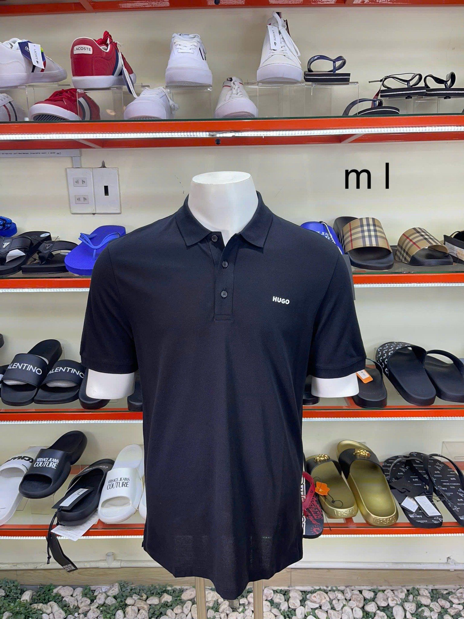 Áo Polo Hugo Boss Đen Chữ Trắng Nhỏ - New - 50466182 - PB01