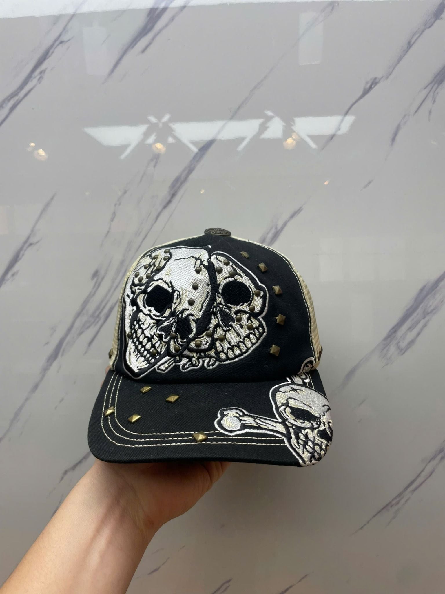 Nón Lưới Rebel Spirit Đen Hai Đầu Lâu - New - H1009