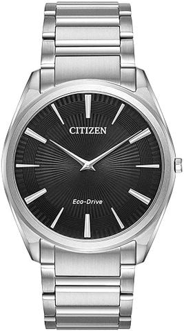 Open Box - Citizen Stiletto Eco-Drive Black Dial Stainless Steel Men's Watch AR3070-55E