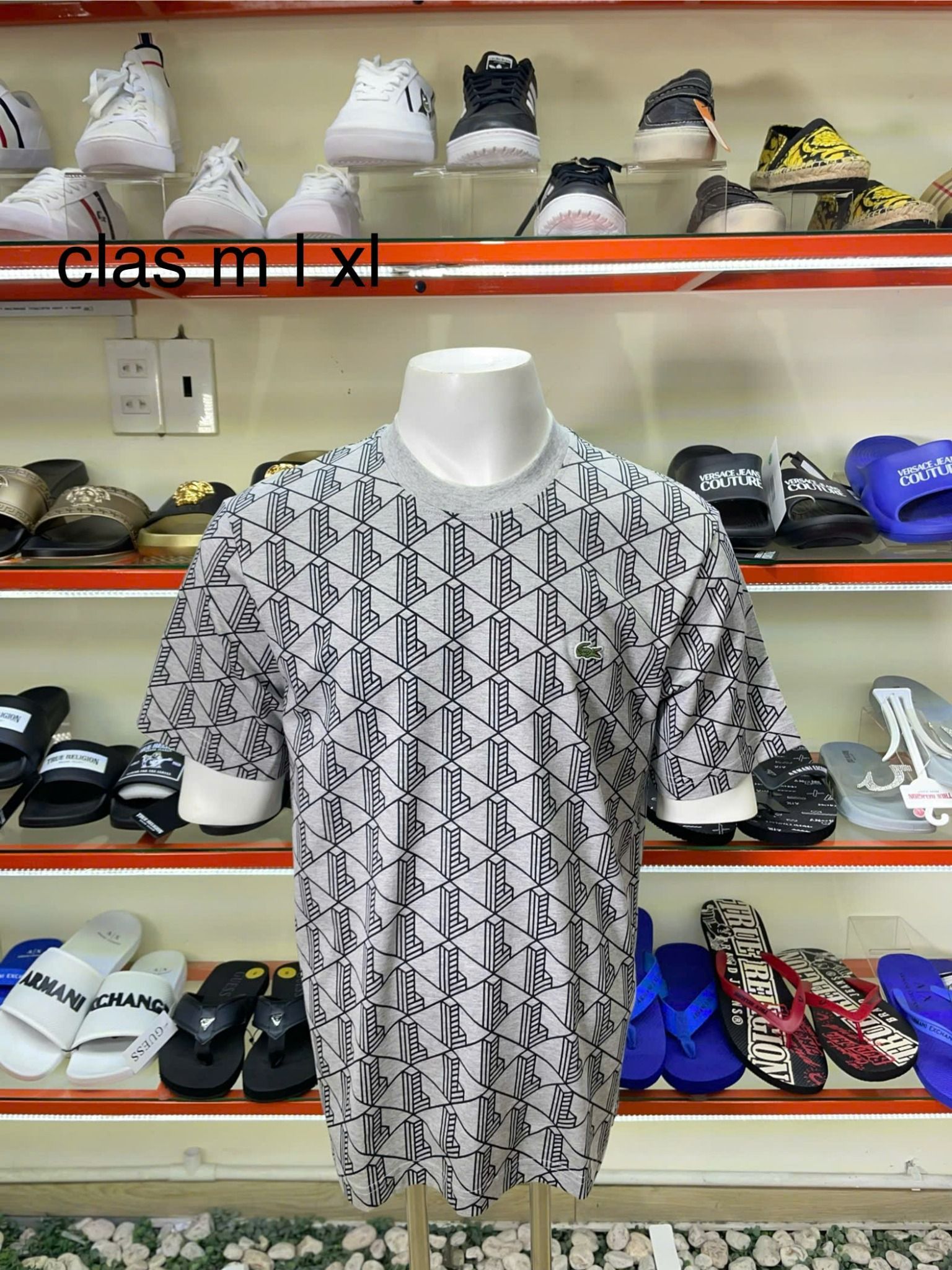 Áo Thun Lacoste Xám Hoạ Tiết Sọc - New - TH2831 51 BOP