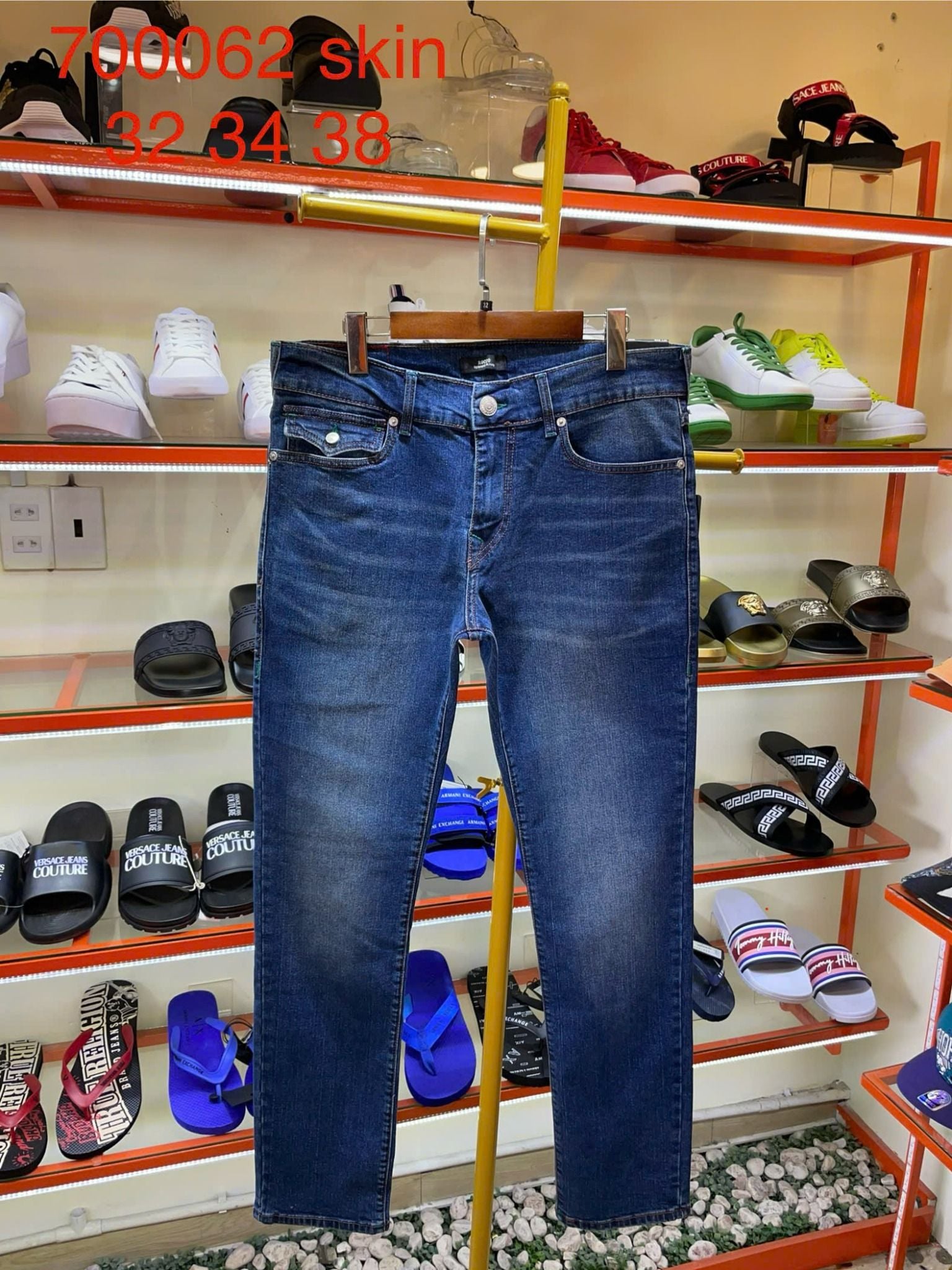 Quần Dài Jeans True Religion Xanh Đậm Chỉ Xanh Lá - New - 700062 - TD03