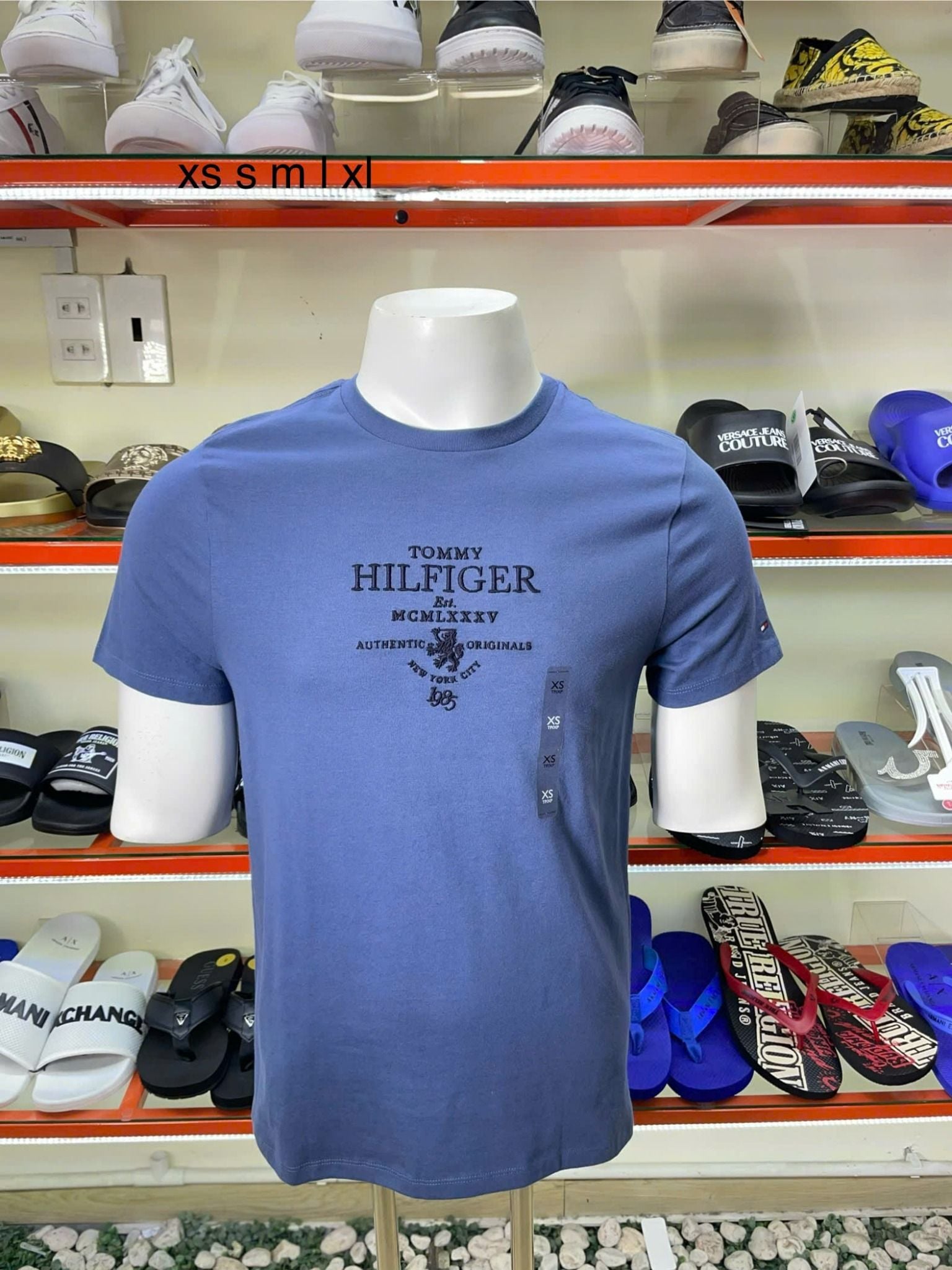 Áo Thun Tommy Hilfiger Xanh Thêu Chữ Xanh - New - 78JB648 420 C9T - TB02