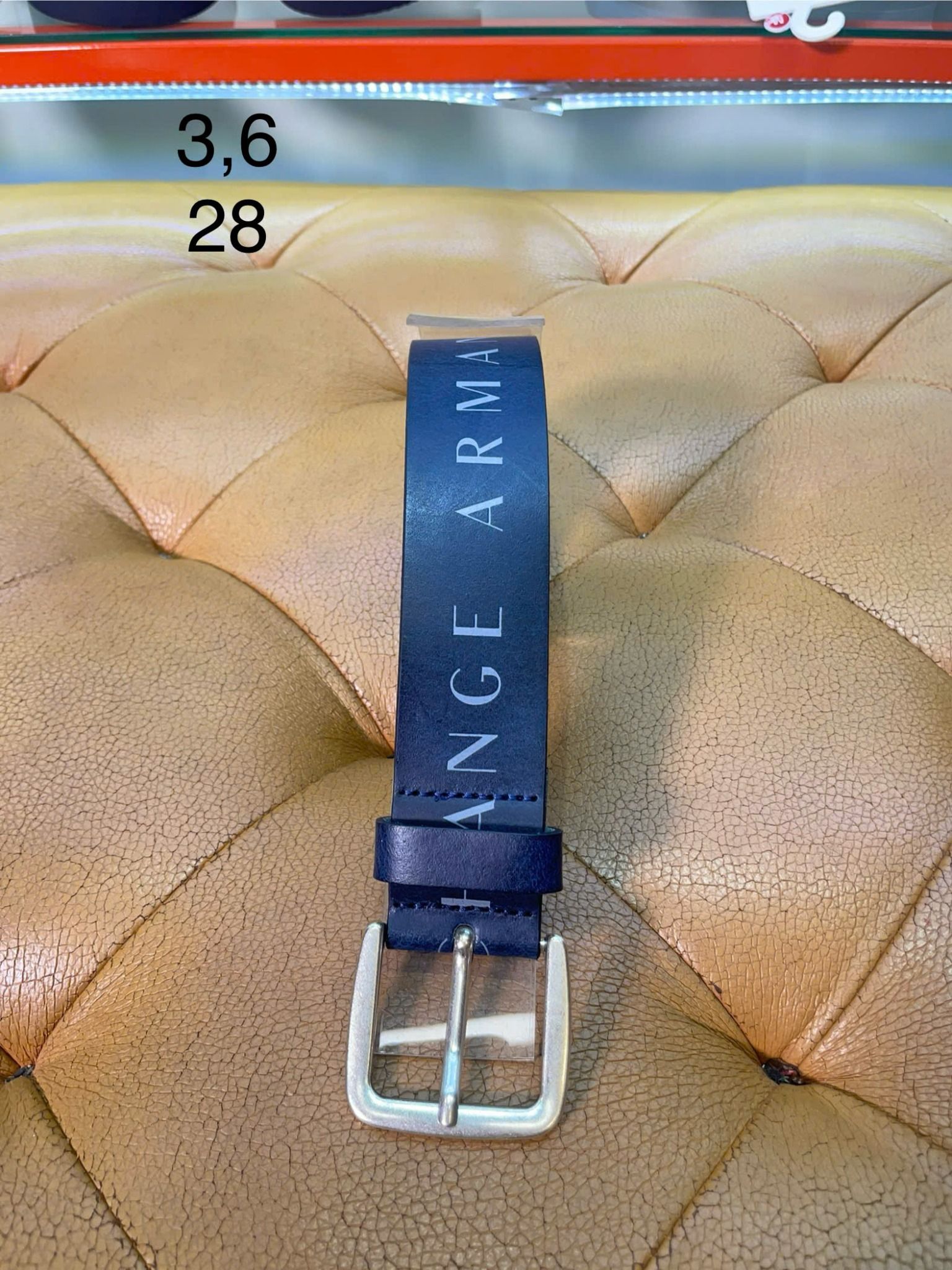 Dây Nịt A/X Armani Exchange Xanh Đen Chữ Trắng - New - 53636