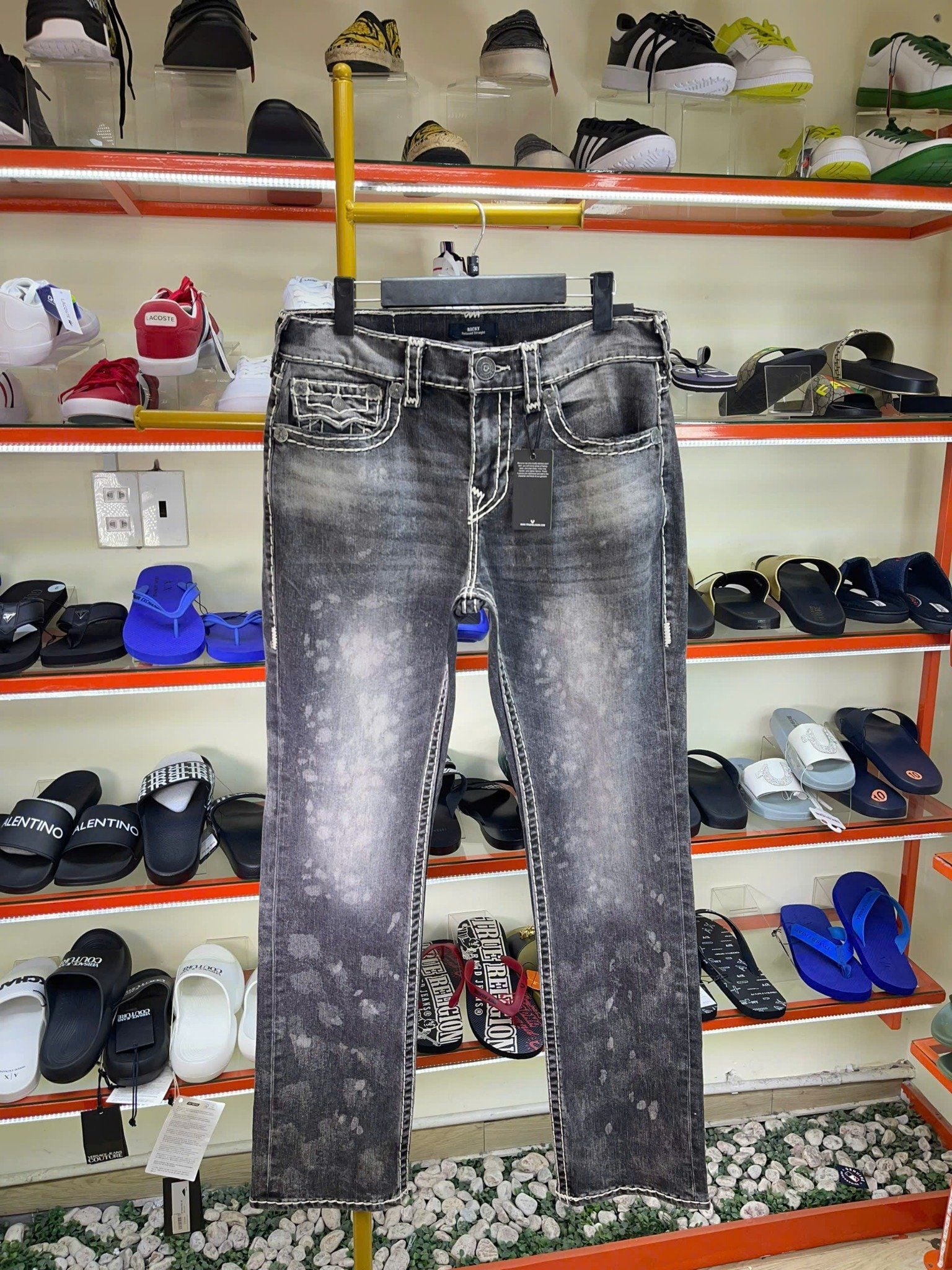 Quần Dài Jeans True Religion Xám Khói Chỉ Trắng Nổi - New - 107537 - TD03