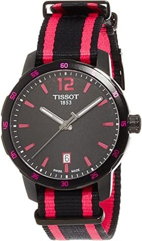 Quickster Black Dial Black and Hot Pink Nylon Ladies Watch T0954103705701