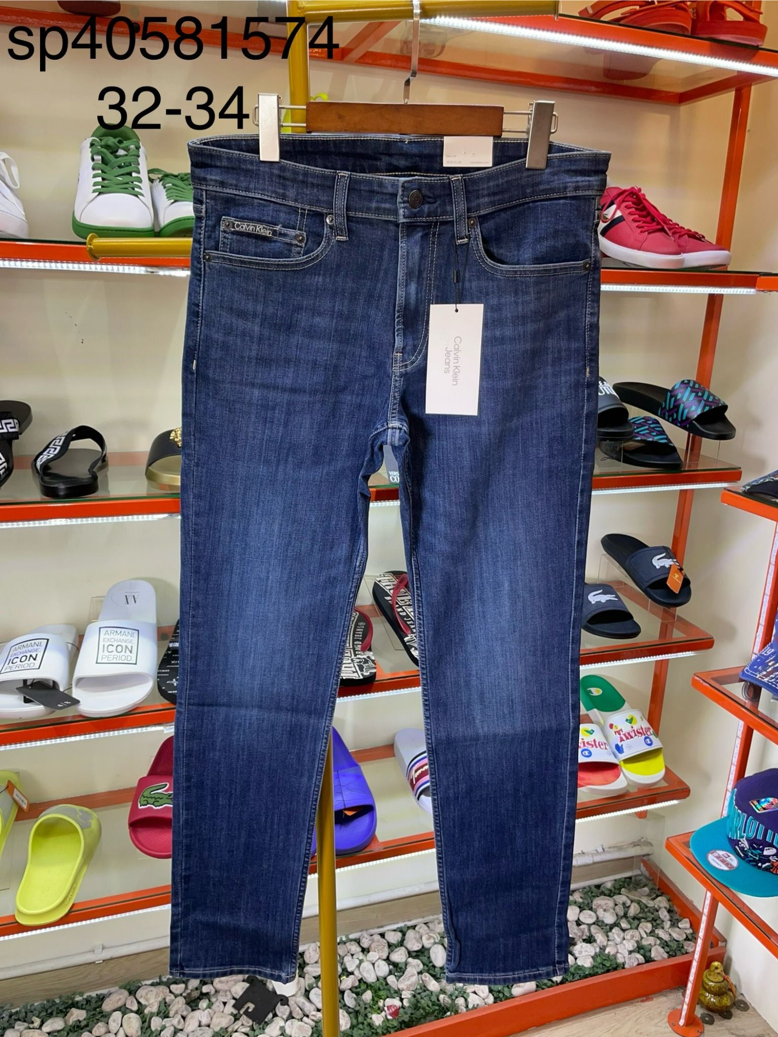 Quần Dài Jeans CK Calvin Klein Xanh Đậm Slim Fit - New - SP40581574 - SP50591920