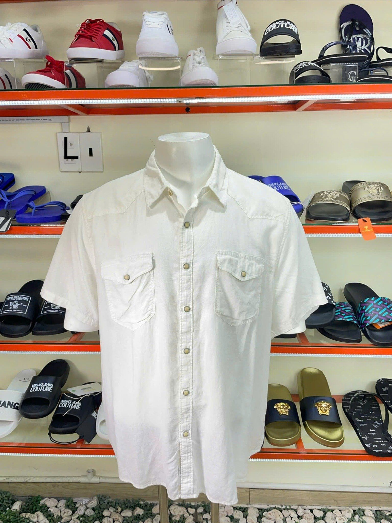 Áo Sơ Mi Tay Ngắn Lucky Brand Trắng - New - 7MP4SF03 0LH103