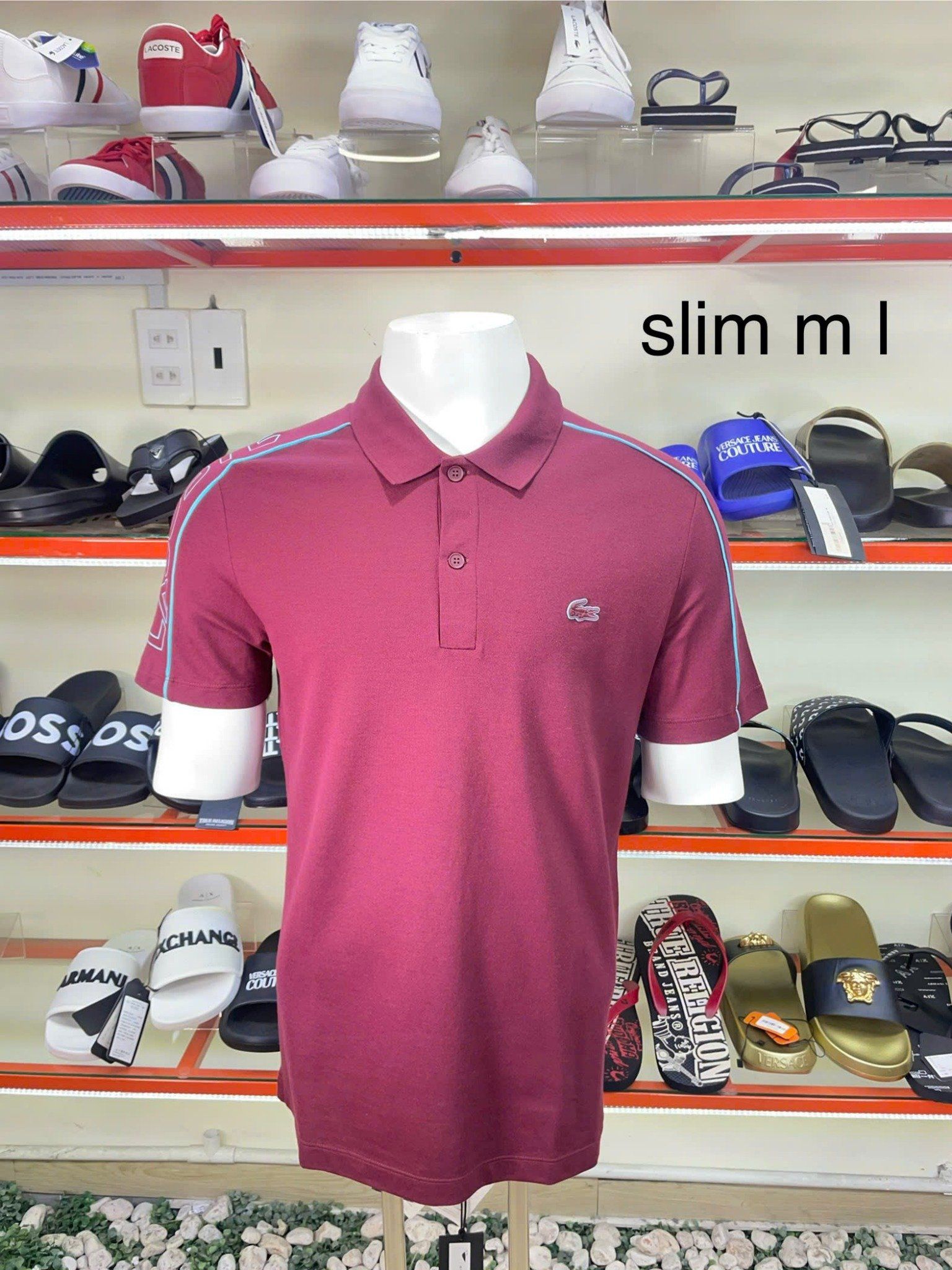 Áo Polo Lacoste Đỏ Rượu Viền Xanh - New - PH1426 00 RIS - PC05