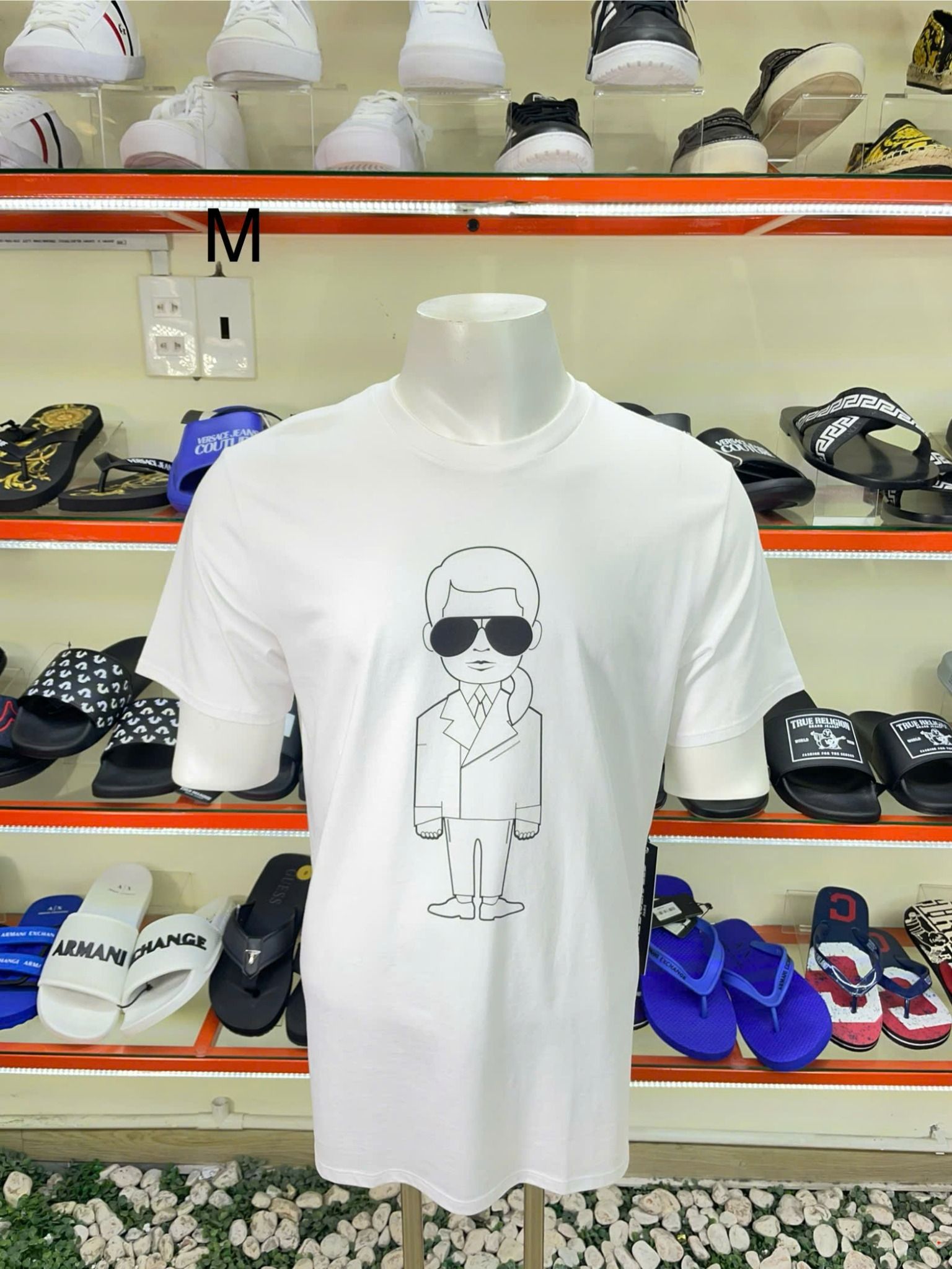 Áo Thun Karl Lagerfeld Trắng Hình Người Đeo Kính - New -  LM1G2054 - PC02