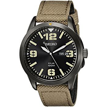 Solar Black Dial Beige Nylon Men's Watch SNE331