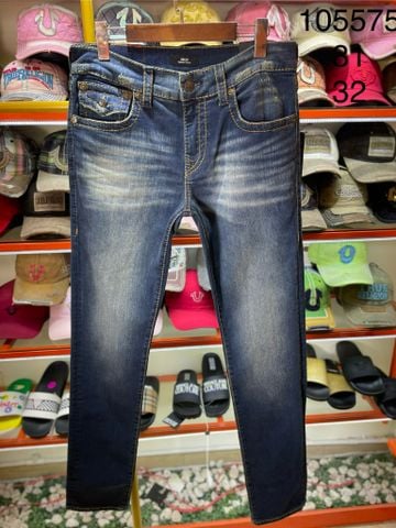 Quần Dài Jeans True Religion Xanh Đậm Chỉ Cam - New - 105575 - TA01