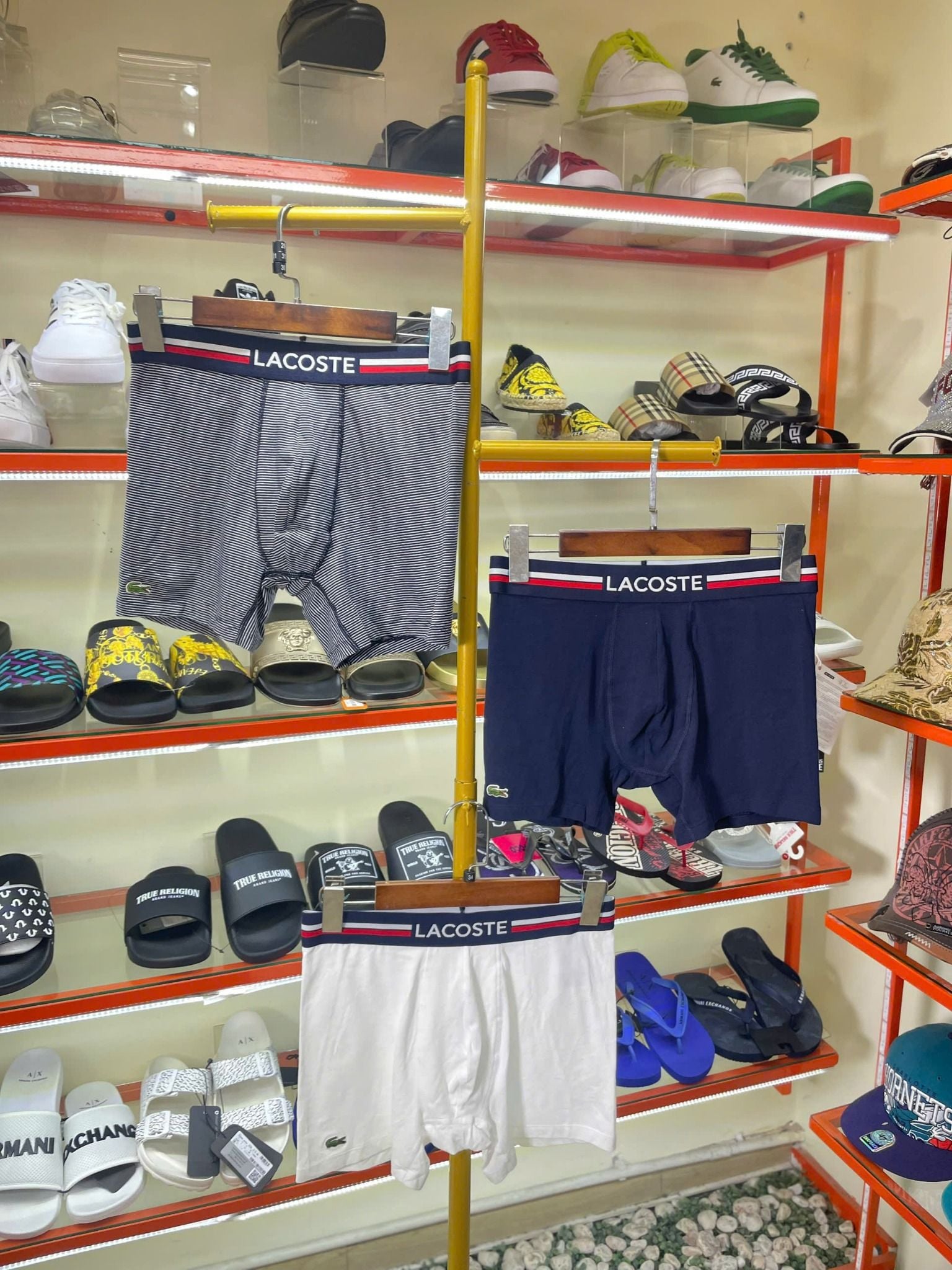 Set 3 Quần Lót Boxer Lacoste Xanh Trắng Kẻ Sọc - New - 6H337751