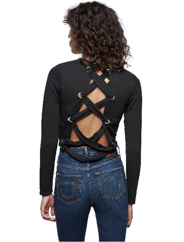 LACE BACK LONG SLEEVE TOP 202946