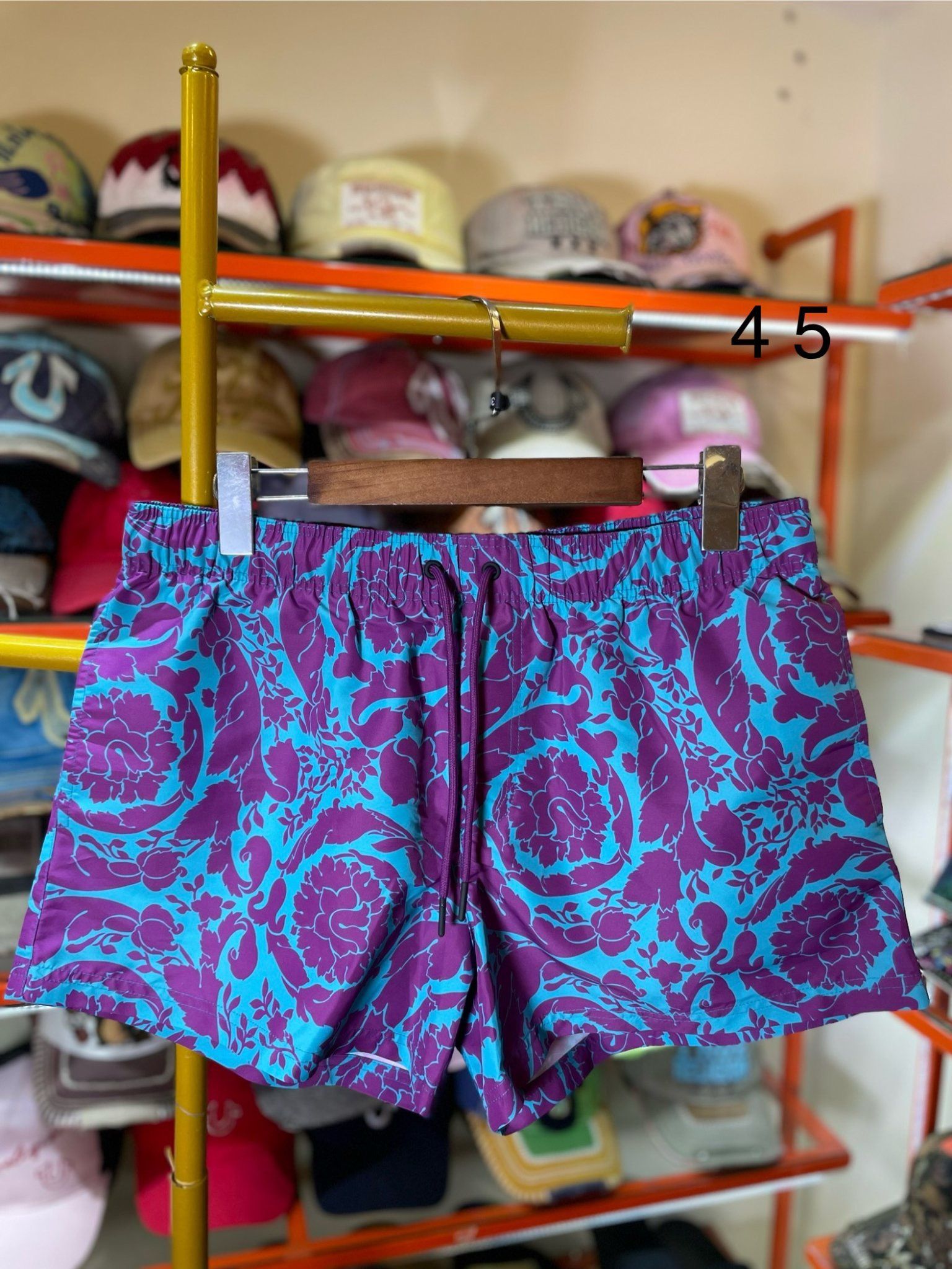 Quần Short Ngắn Vải Versace Tím Xanh - New - 5G320 - PB01