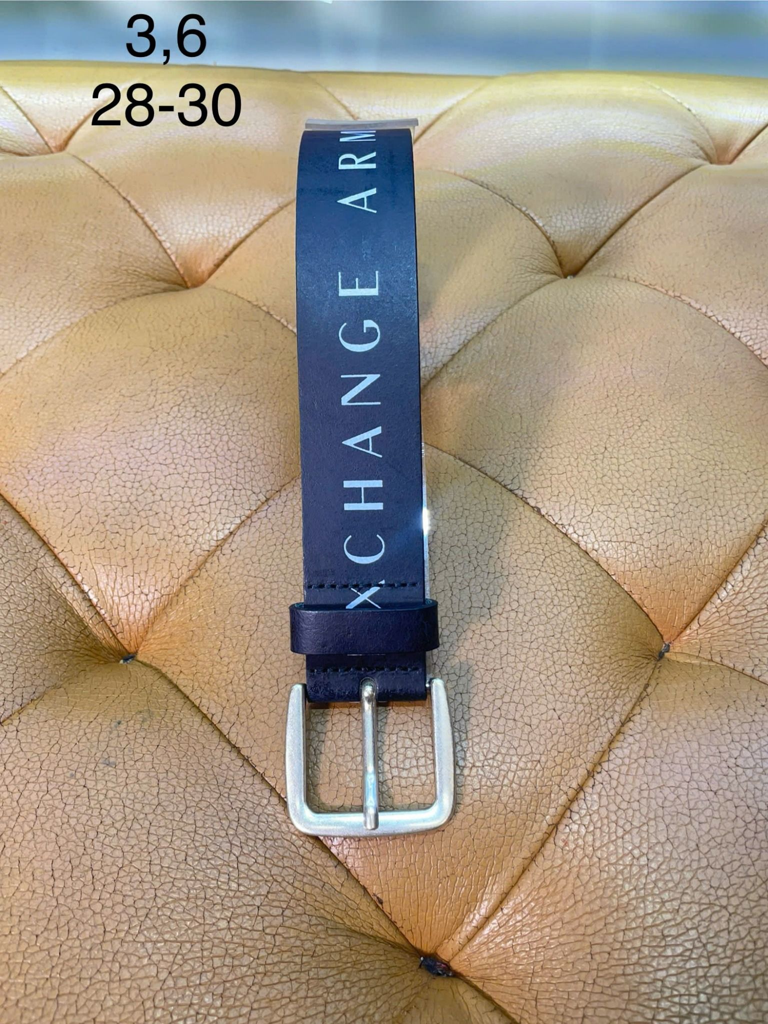 Dây Nịt A/X Armani Exchange Đen Chữ Trắng - New - 07321