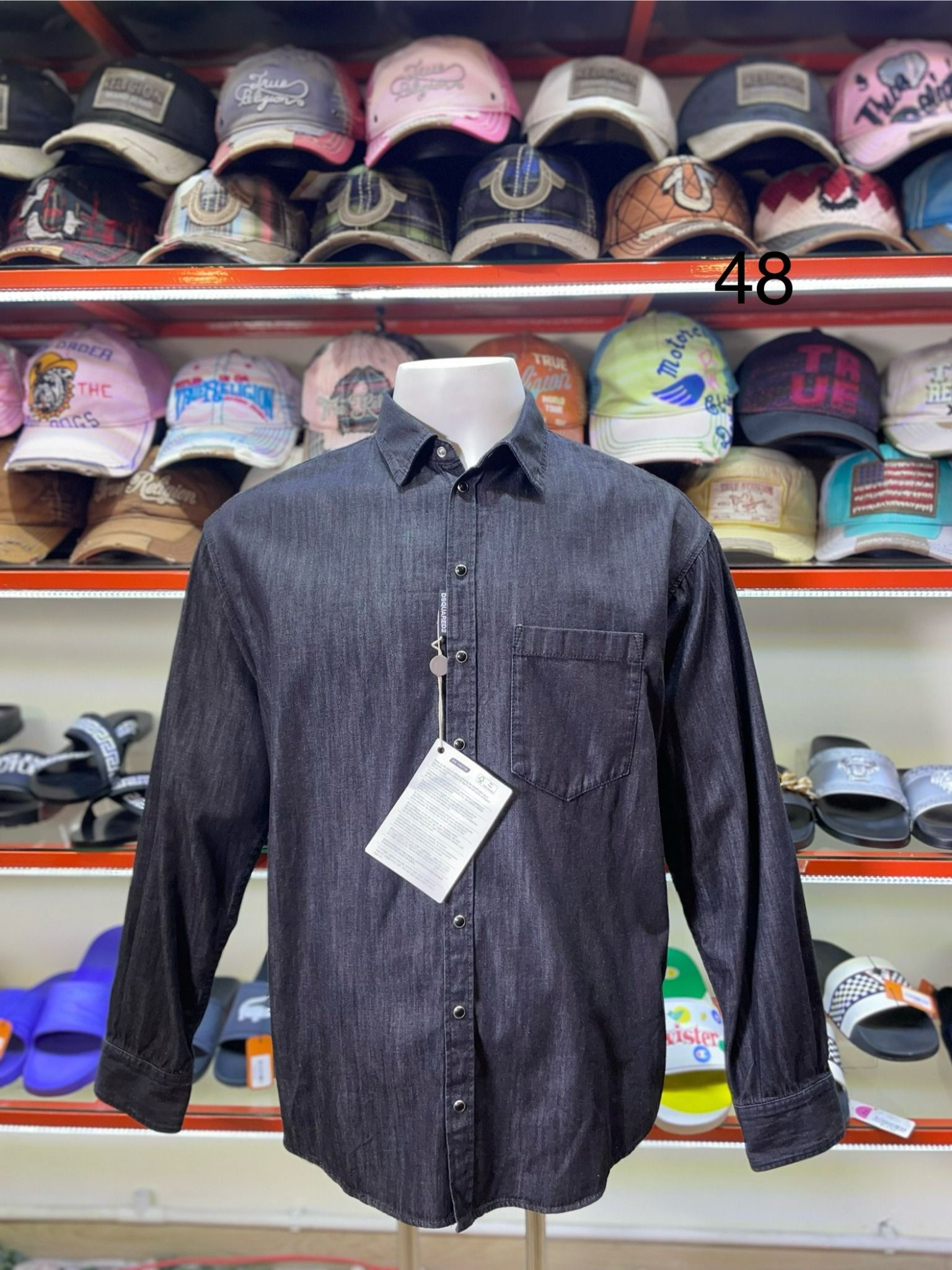 Áo Sơ Mi Tay Dài Dsquared2 Đen Denim - New - S74DM0633