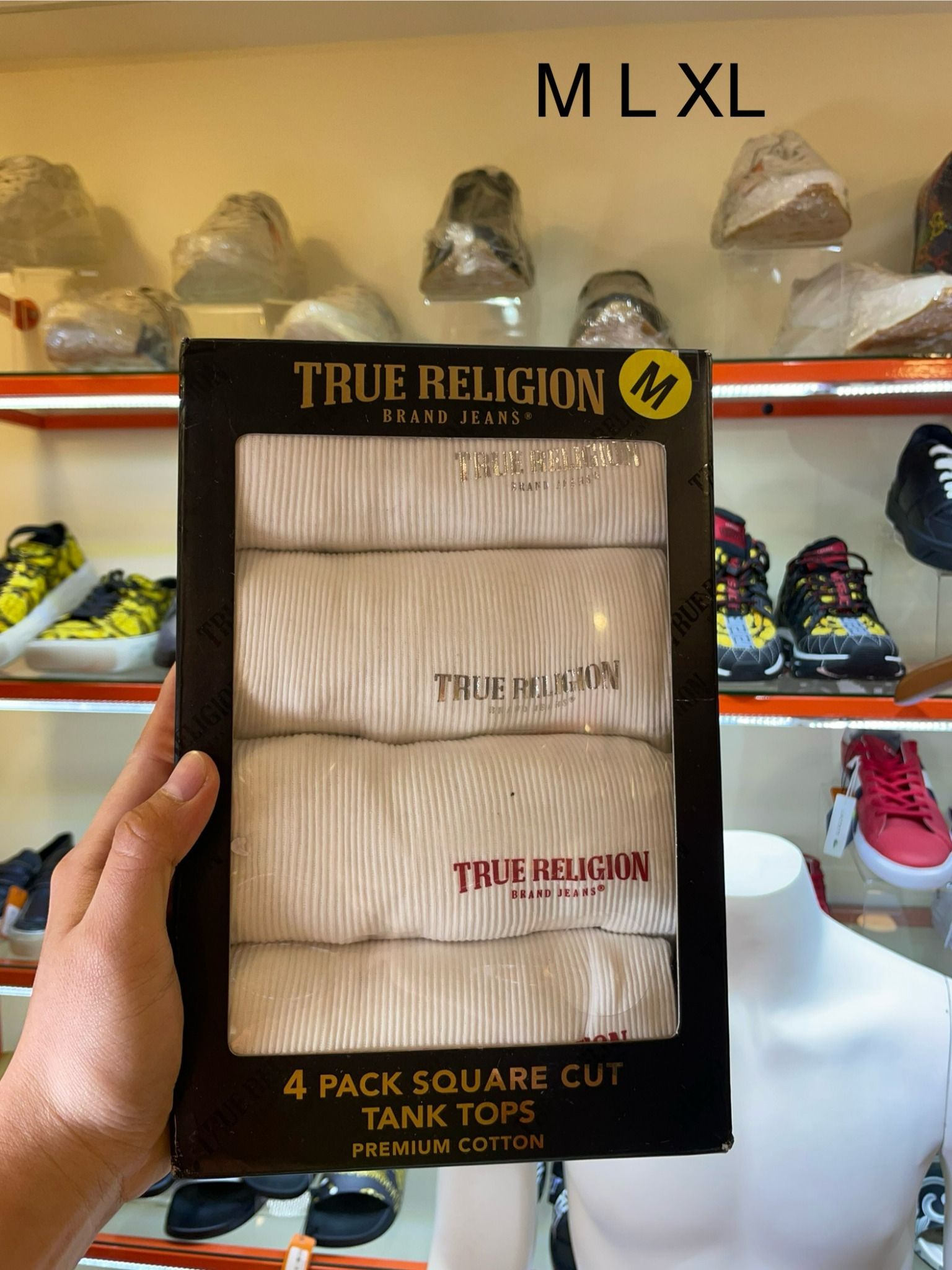 Set 4 Áo Lót Ba Lỗ True Religion Trắng Đỏ - Bạc - New - 4MU688TR8