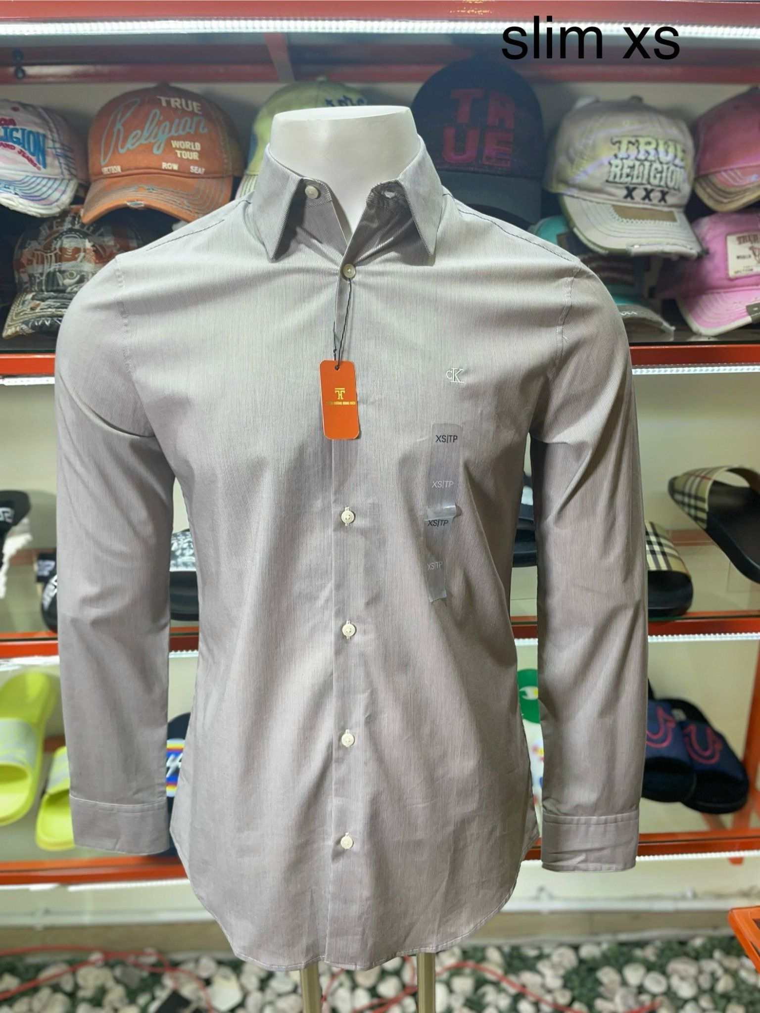 Áo Sơ Mi Tay Dài CK Calvin Klein Xám Sọc Dọc - New - SP1921652024