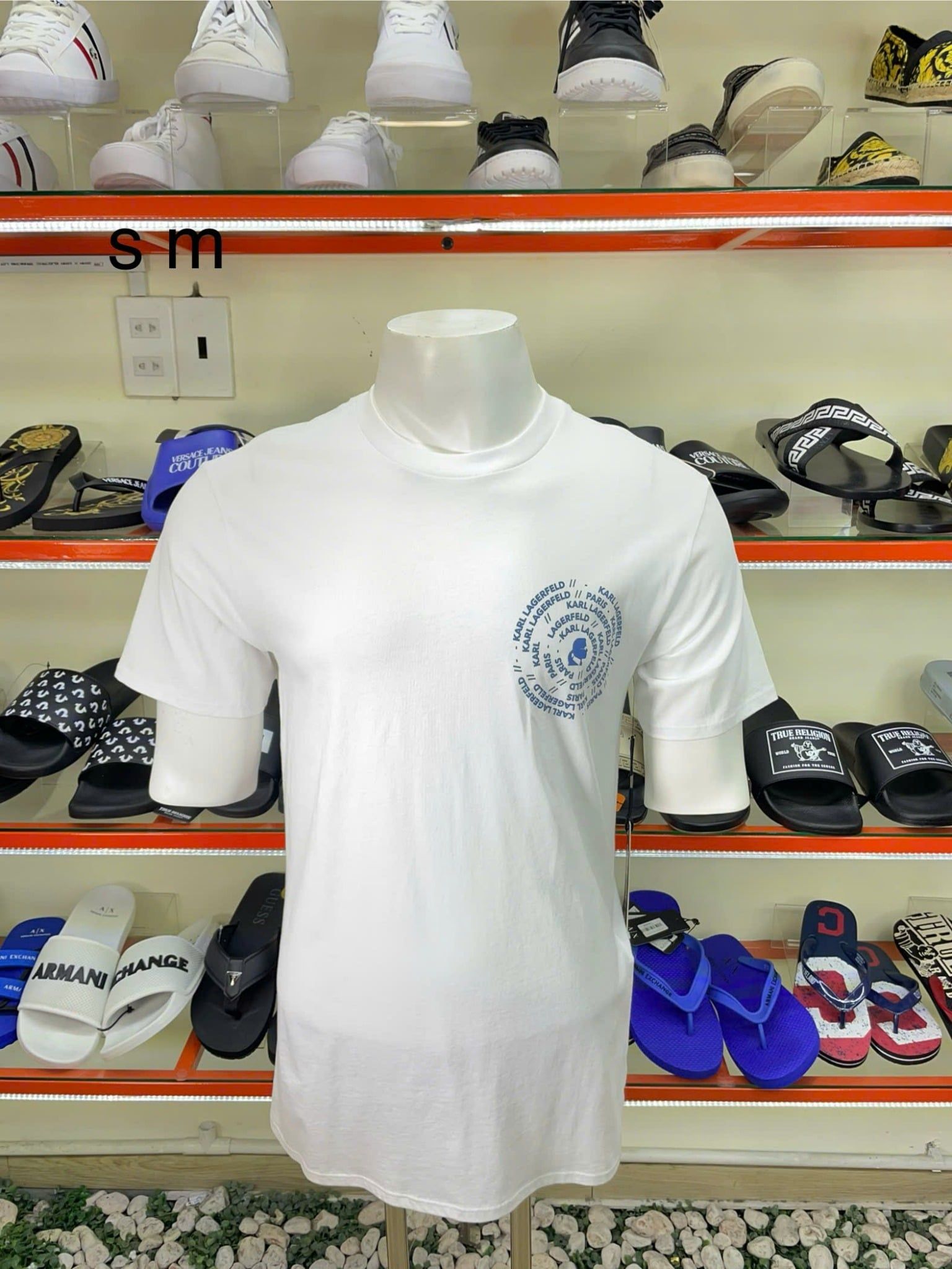 Áo Thun Karl Lagerfeld Trắng Hình Tròn Chữ Xanh - New - LM4G2272 - PC02