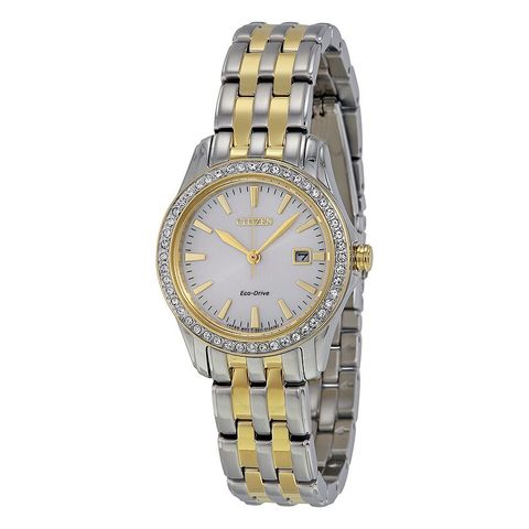 Silhouette Crystal Silver Dial Eco-Drive Ladies Watch EW1908-59A