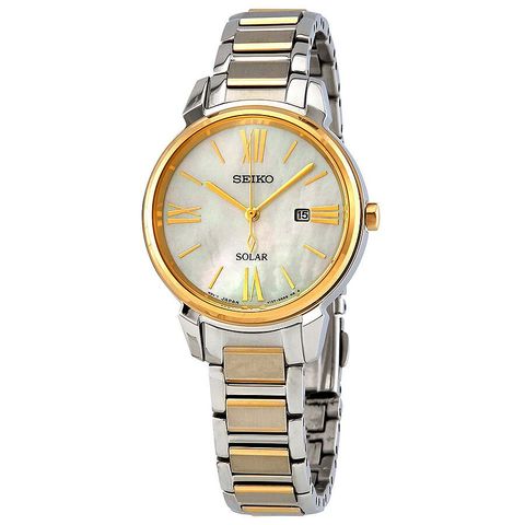 Solar White Mother of Pearl Dial Two-tone Ladies Watch SUT324