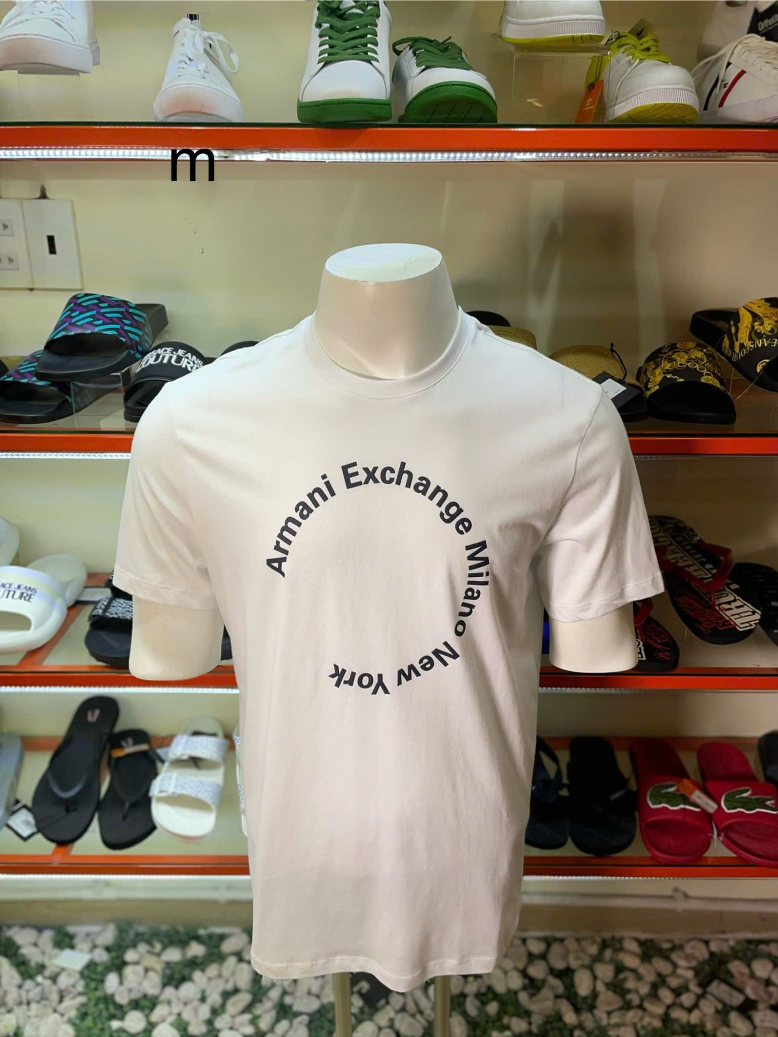 Áo Thun Cổ Tròn A/X Armani Exchange Trắng Chữ Tròn - New - 3RZTCL ZJ9TZ